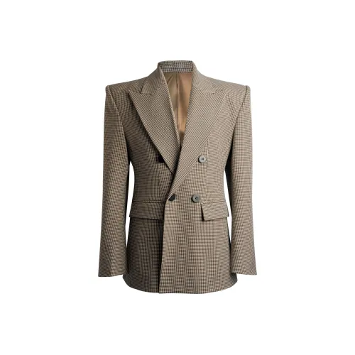 DBW DOUBLEWIN Светло-коричневый костюм с узором "гусиная лапка" унисекс деловые костюмы