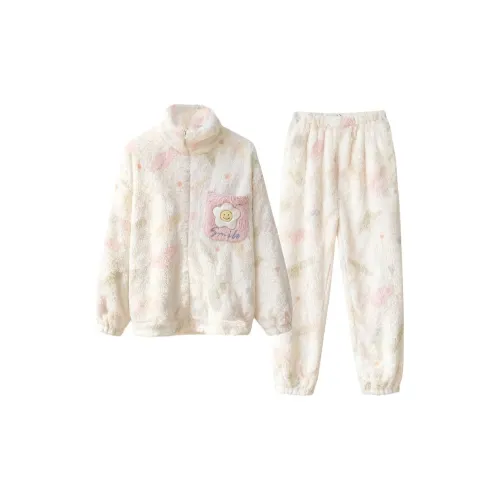 Daiyindie Осенние и зимние пижамы для женщин утолщенные и с флисовой подкладкой термические коралловый флис