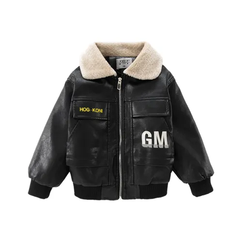 SHIBU Pappa DOUDOU 226 Стилей GM Вышивка Укороченная Кожа Куртка 8 Черная Детские Куртки