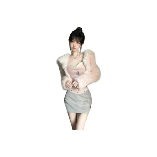 Dippanis Розовый Женский Короткий Пальто