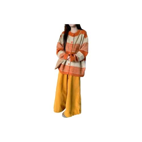 XIANSINIAO Круглый вырез Трикотажная ткань Кардиган Женские Трикотаж