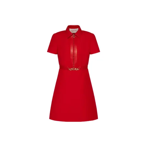Valentino FW22 Короткий рукав Платье Женское Красное