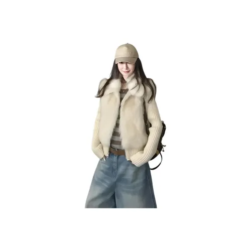 CHARM GLOW Светло-желтый Белый Женские Меховые изделия