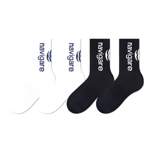 NAVIGARE [4 упаковки] 2 белых 2 черных мужские носки MID до икры