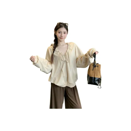 Mu Xiao Xin Хаки С подарками MU Xiaoxin Бренд Наклеенный Женские Свитшоты