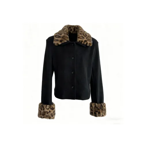 BIFH Леопардовый принт Черное женское короткое пальто