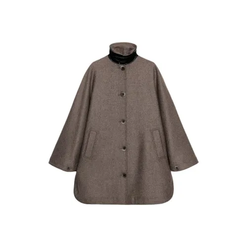 ZARA Темный норковый женский пальто