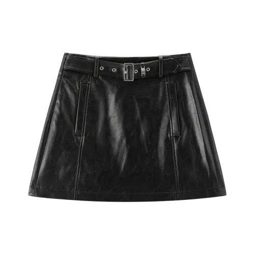 PEACEBIRD Кожаные короткие юбки женские