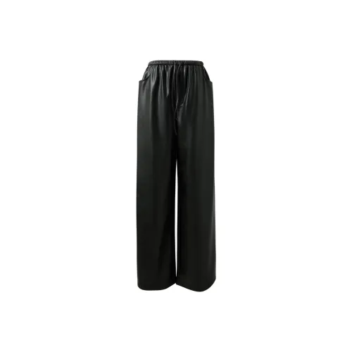 3COLOUR Классический черный Женские кожаные брюки