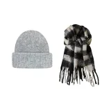 Серый шарф + черный шарф из риса