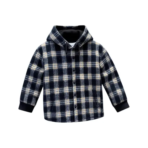 RHOBESAM Лесной Апельсин Аллея 2832 Стиль Позиционирование Черная Клетка Флис Подкладка Рубашка Пальто Черный Детский Куртки