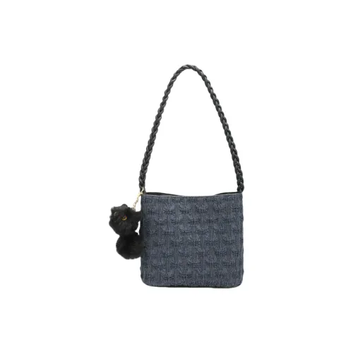 BEGOOER Microfiber Synthetic Leather Shoulder Bag Standard Women's Denim Blue