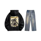 Комплект (Черный с флисовой подкладкой + Ностальгический синий джинсы)