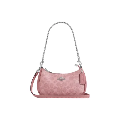 COACH Teri Покрытие Холст Сумка через плечо Сумка на плечо Мини Женская Розовая