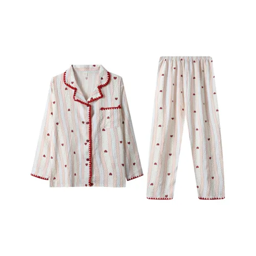 HANQIANNUO Весенний и Осенний Пижама Женская с длинными рукавами