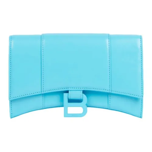 Balenciaga HOURGLASS Гладкая кожа Сумка через плечо Сумка на плечо Мини Женская Синяя