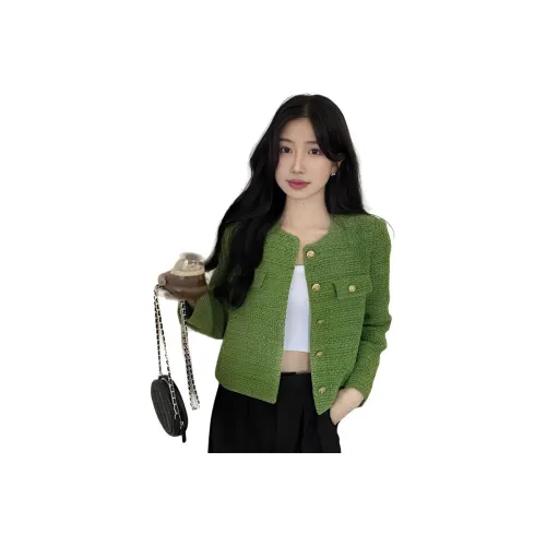 PZHK Зеленый Женский Короткий Пальто