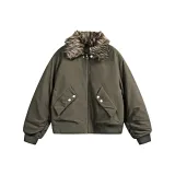 Армейский зеленый [утолщенный меховой воротник]