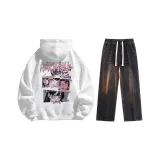 Set (White Fleece-Lined + Black Jeans)  
Комплект (Белый с флисовой подкладкой + Черные джинсы)