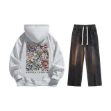 Set (Премиум Серый с Флисовой Подкладкой + Черные Джинсы)