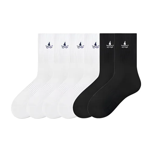 NAVIGARE [6 пар] 4 белых 2 черных мужские носки MID до икры