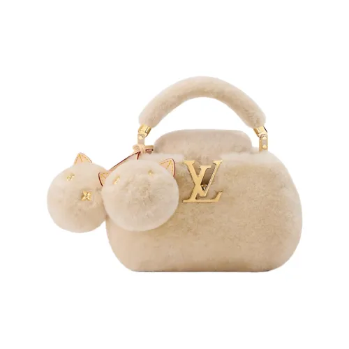 LOUIS VUITTON CapucinesSKI Skiing Collection Овчина Одно плечо Сумка Женские Крем