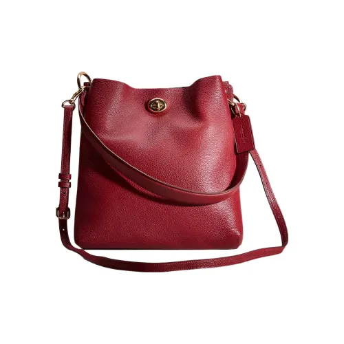 COACH Charlie Сумка-ведро из галечной кожи Сумка через плечо Женская Темно-красная