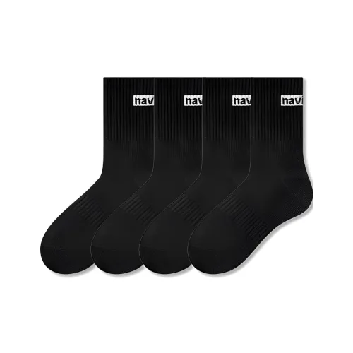 NAVIGARE [4 Pack] 4 Черные Мужские Носки до икры MID