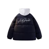 Темно-синий, синий, одиночный хлопковый пуховик