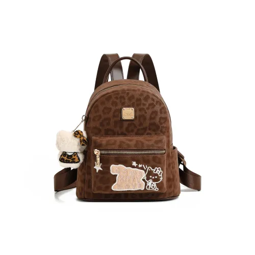 POLG Замша Рюкзак Стандартный Женский Умбра