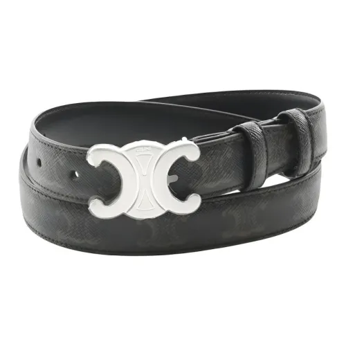 CELINE ПВХ Кожаные ремни Унисекс Черный Коричневый 2,5 см