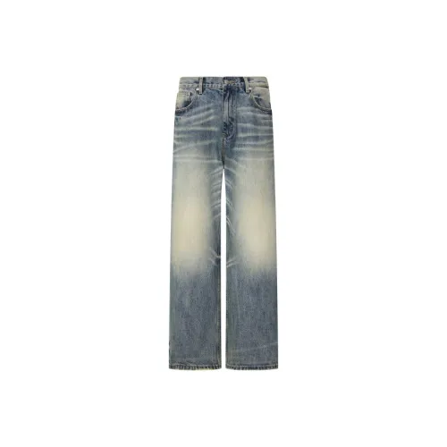 SONGS ALONG Винтажный синий корова унисекс джинсы