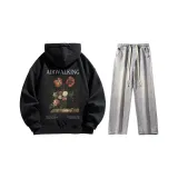 Комплект (Черный с флисовой подкладкой + Светло-синие джинсы)