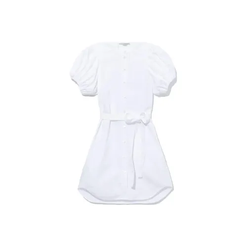 Stella McCartney Белые Женские Короткие Платья с Короткими Рукавами
