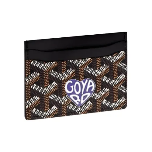 GOYARD Saint Sulpice Холст с кожей Собака's Teeth Картхолдер Картхолдер Унисекс Черный Фиолетовый Маленькое Сердце