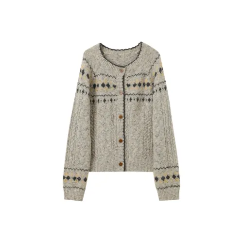 3COLOUR Овсяный Геометрический Женские Трикотаж