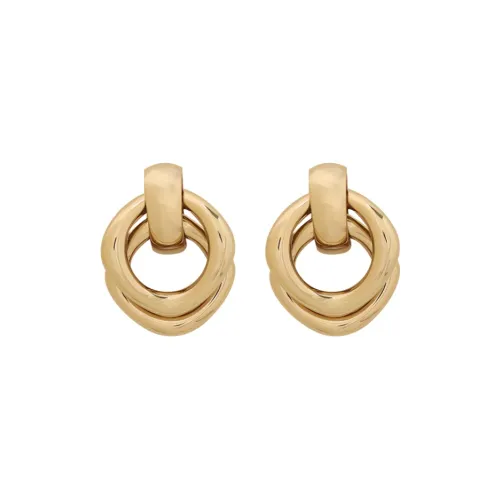 Retro Chic Brass Gold Plated Роман Двойное обвертывание Серьги-кольца Женские