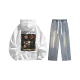 Set (Белый с флисовой подкладкой + Винтажные синие джинсы)