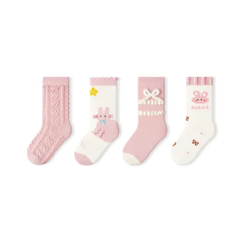PRIMEET Розовый Cute bunny 4 шт Kids Носки
