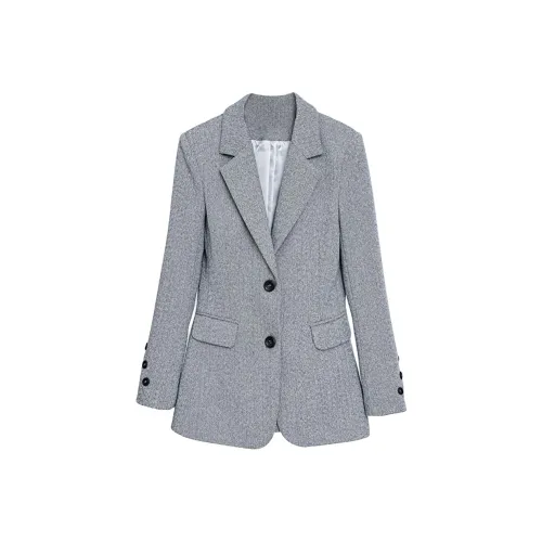 DonnaZilan Универсальный Бизнес Костюм Пальто Женские Шерстяной Повседневный Премиум Feel Длинный Рукав Воротник Crewneck Костюм