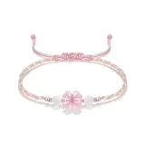 Браслет с четырехлистным клевером - шнурок [Розовый шнур]