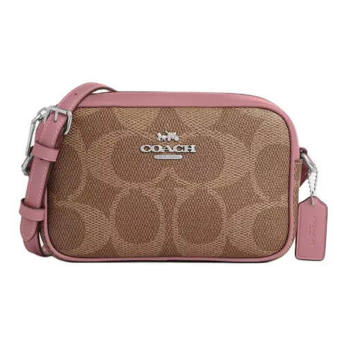 COACH Jamie Signature Покрытый холст Кросс-боди Сумка Маленькая Женская Розовая