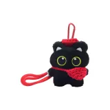 Большеглазый черный кот [Красная сумка через плечо + Красный берет]