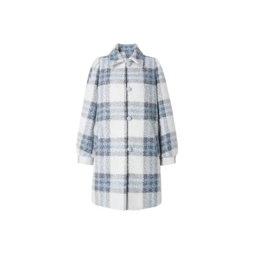 UENA Синий Белый Клетка В наличии Женское Пальто