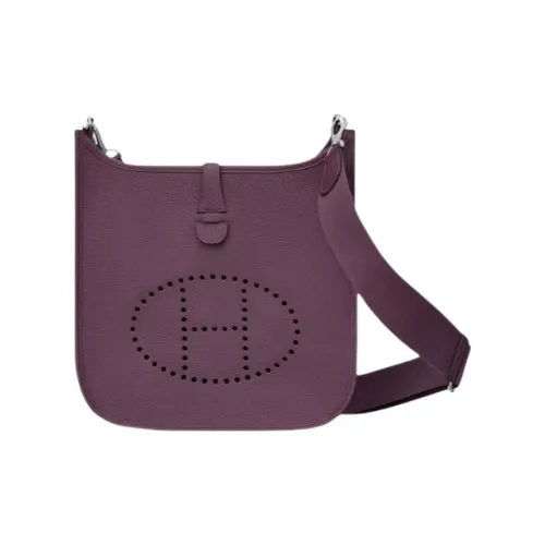 HERMES Evelyne Clemence Bullock Кожа Сумка через плечо Женская N5 Cassis Черная смородина