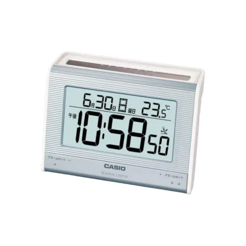 CASIO Радиоконтролируемые Механические Настольные Часы из Смолы Унисекс Серого цвета