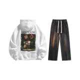 Set (White Fleece-Lined + Black Jeans)  
Комплект (Белый с флисовой подкладкой + Черные джинсы)