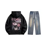 Комплект (Черный с флисовой подкладкой + Ностальгический синий джинсы)