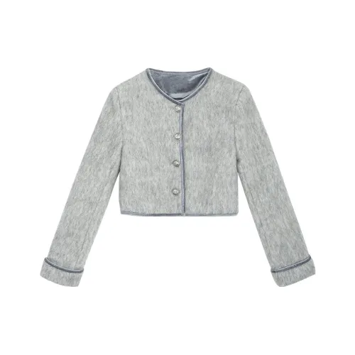 PZHK Дымчатый Серый Женский Короткий Пальто