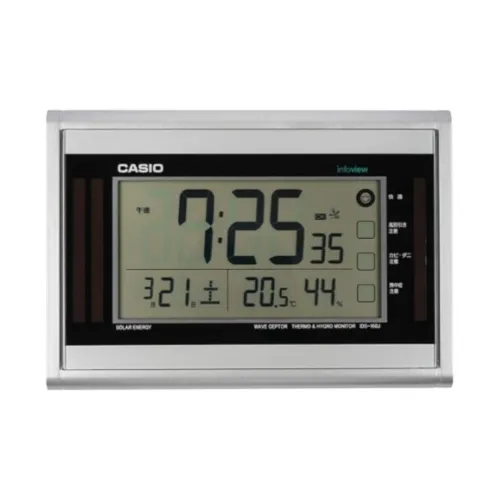 CASIO Радиоконтролируемые Механические Настольные Часы из Смолы Унисекс Серого цвета